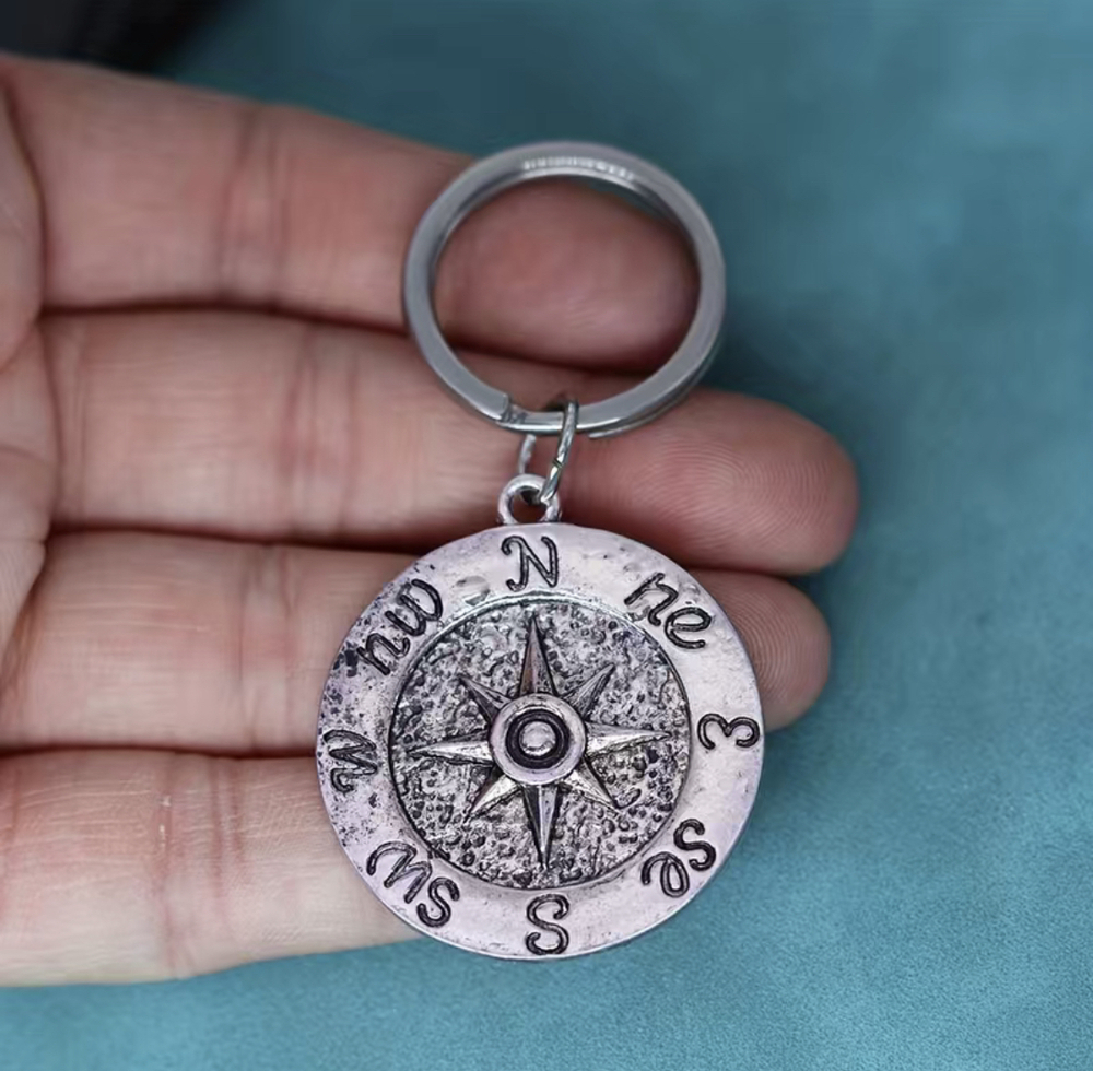3/$25 Compass Silver Toned Keychain NEW